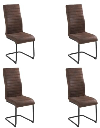 Home4You Schwingstuhl Freischwinger Esszimmerstuhl | 2er Set | Mikrofaser | Braun