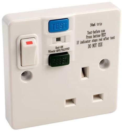 RCD SINGLE 1GANG SOCKET 13AMP 30MA TRIP TYPE A RATED LATCHING