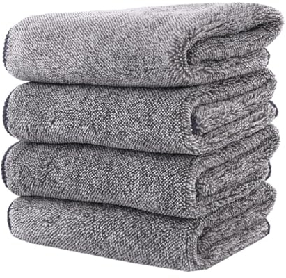 TNSRAY Geschirrtücher Microfaser, 4 Stück Spültücher waschbar Mikrofaser, Spüllappen für Küche, Geschirr, Geschirrhandtücher, Handtücher Küche modern, Bambus und Microfaser Geschirrtücher(Grau)