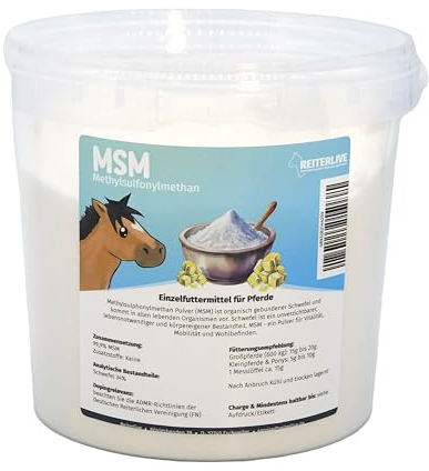 Reiterlive MSM 1,5kg - organischer Schwefel, hochrein, 34% Schwefel für Pferde, inkl. Messlöffel