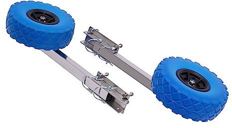 HuKaiL Heckräder Schlauchbooträder 25cm Reifendurchmesser, Edelstahl Schlauchboot Räder Transportieren Slipräder mit 150 kg Belastung, Boot Räder Transporträder für Schlauchbooten und Anhängern, Blau