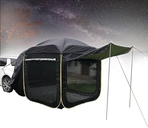 FelEa Heckzelt Auto, für Tesla Model Y 2021-2024 Auto Heckklappenzelt Heckzelt onne wasserdicht Winddicht, mit Tragbaren Tasche, Camping Zelt für Auto,A-Black