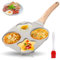 RANJIMA Padella per uova fritte con coperchio, a 4 fori, per pancake, per colazione e uova fritte con per padelle antiaderenti, utensili da cucina, per piani cottura a gas a induzione, per feste di