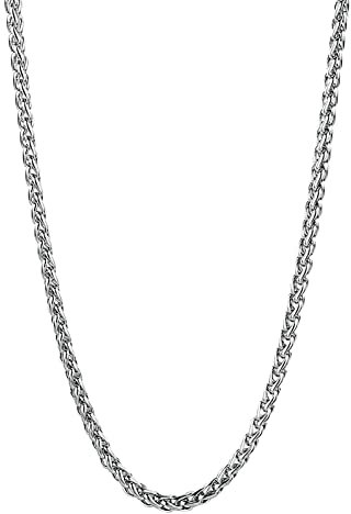 Tolldek Frau Ketten 76cm, Weizenkette Damen Silber Freundschaftsketten Breit 4MM, Edelstahl Kette Schmuck Hip Hop