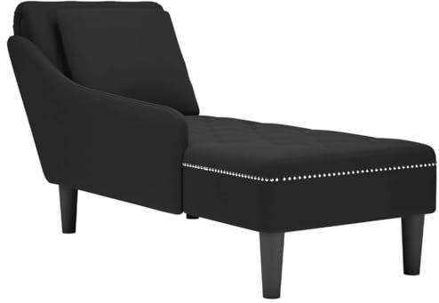 vidaXL Chaiselongue, Indoor Lounge Sofa mit Kissen Rechter Armlehne, Gepolsterte Recamiere für Wohnzimmer Schlafzimmer Büro, Polsterliege, Schwarz Samt