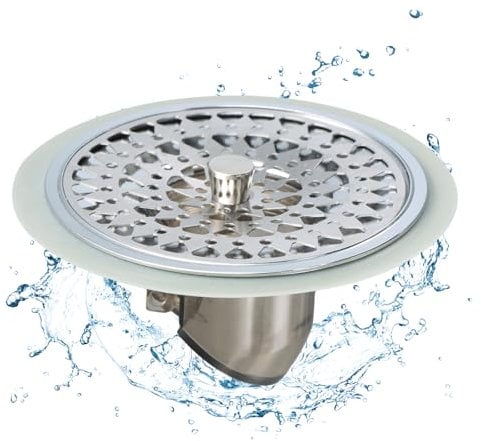 Amexo Filtre Cheveux Douche, Clapet Anti Odeur Attrape Cheveux Douche Bouchon Douche Anti Odeur Filtre Cheveux Baignoire en Silicone et en Acier Inoxydable pour Salle de Bain, Baignoire et Cuisine