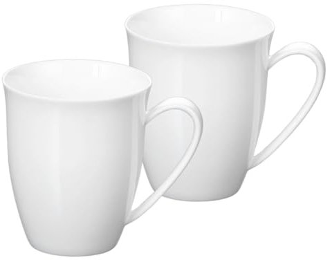 Wilmax - Teetassen & Kaffeetassen - 2er Set - 380ml - Kaffeebecher Porzellan - Becherset - Tasse für Tee, Kaffee, Cappuccino - Porzellantassen mit Griffen - Weiß