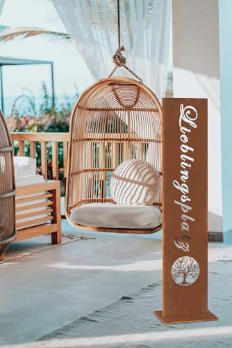 GARDIVO Lieblingsplatz schild 98cm Hoch, Gartendeko, wohndeko, Gartenschild, dekoration (Rost, Natur)