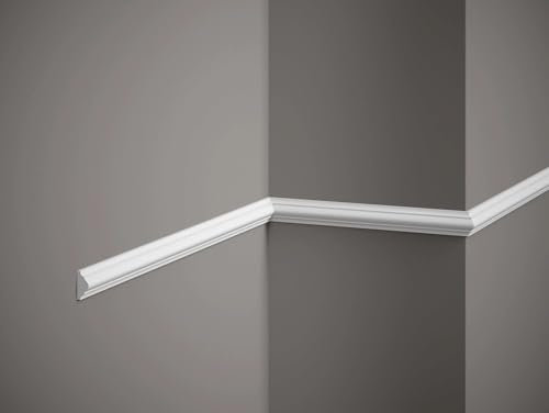 Cornice per parete Boiserie conf. da 10 mt profilo decorativo 3D in polimero duro bianco - verniciabili - Montaggio facile - Prezzo al mt Euro 3,92- asta da 2 mt(MD003)