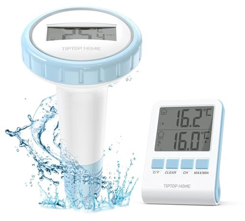 Pool-Thermometer, Kabelloses Schwimmendes Poolthermometer, Floating Pool Thermometer IP67 Wasserdicht mit Innentemperatur Feuchtigkeitsüberwachung für Schwimmbäder, Badewannen, Fischbecken, Teic