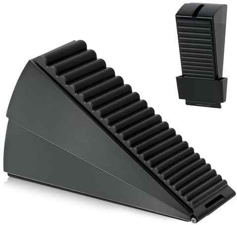 HAIMST Heavy Duty Large Door Stoppers, Adjustable Spring Loaded Tall Doorstop Jammer Rubber Door Stopper Wedge with Storage Holder for Any Heavy Doors up to 3 Gap, Black