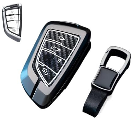 Étui en alliage de zinc for clé de voiture intelligente, sac de support avec porte-clés Compatible pour BMW 1 2 3 4 5 6 7 8 X1 X2 X3 X4 X5 X5M X6 X6M X7 M5(Gun Black A)