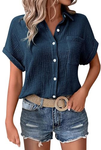 frühjahrsangebote Kurzärmlige Bluse Damen Tshirt Königsblau Shirt V-Ausschnitt Tunika Baumwolle Sommer Leinenbluse Oversize Longshirt Sport Shirts Für Pailletten Pullover Basics Oberteile Weisse