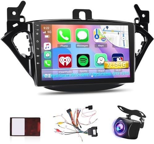 [2+64G] Android 13 Autoradio für Opel Corsa 2015-2019 / Opel Adam 2013-2016 mit Wireless Carplay & Android Auto - 9 Zoll Touchscreen Autoradio mit WiFi GPS DSP FM/RDS Radio SWC+ AHD Rückfahrkamera