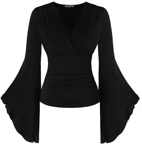 SCARLET DARKNESS Women Renaissance Corset Blouse Vintage V Neck Medival Wrap Blouse