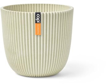 Capi Europe - Blumentopf Kugel Groove 'Made with' Sägespäne beige - 28x27 - Blumentöpfe für drinnen und draußen - Hergestellt aus recycelten Materialien