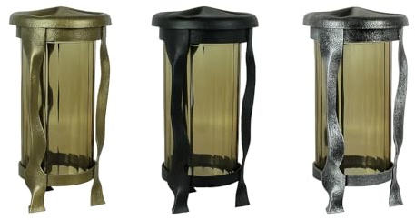 Henecka • Grablaterne mit Klappdeckel – wetterfest, Stahl, Glaszylinder • Grablicht in Bronze, Alu oder Schwarz• 20 cm hoch• für 3-Tage-Brenner • stilvoll & langlebig (Grablampe Bronze)