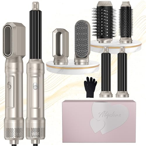Airstyler 6 In 1 Pro Haarstyler Hairstyler 6 In 1 Air Styler Set, Air brush Ionen Föhnbürste mit 30mm Warmluft-Lockenstab| 1000W Haartrockner für Volumen, Trocknen, Glätten, Locken, Geschenkset