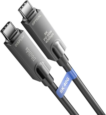 8K Fiber Optic USB C Cable 20M, 10Gbps USB 3.2 Gen 2 Cable 8K@60Hz, 4K@144Hz, USB C Fiber Optic Cable for Microsoft Azure/Logitech Brio 4K Webcam, Intel RealSense, VR Headset/Touch Screen
