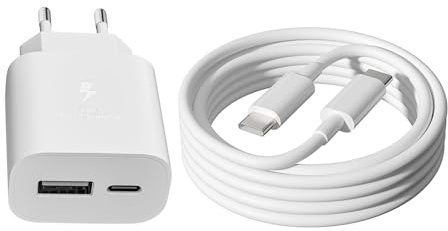 25W USB C Ladegerät, iPad Netzteil für Apple iPhone 17 16 16e 16 Plus 16 | Pro 16 Pro Max iPhone 15 Series iPad und mehr mit 2m Schnellladekabel 2 Port Schnellladegerät USB-A & USB-C Adapter