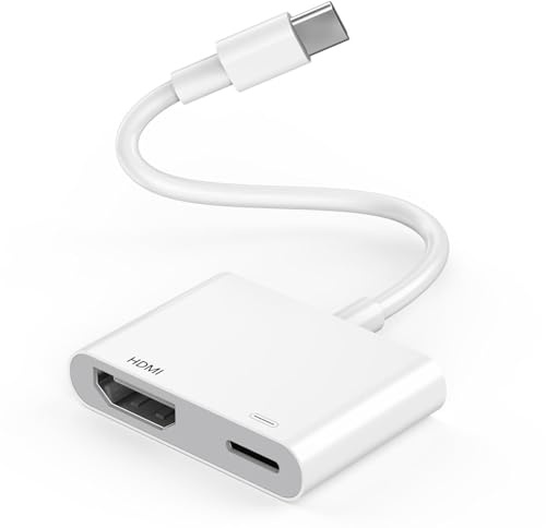 [Apple MFi Certified] USB C to HDMI Adapter for iPhone 17 16 15 to TV | Type C Digital AV Adapter 4K Thunderbolt to HDMI Sync Screen Adapter for iPhone 17 16 15 Pro Max to TV Monitor Projector