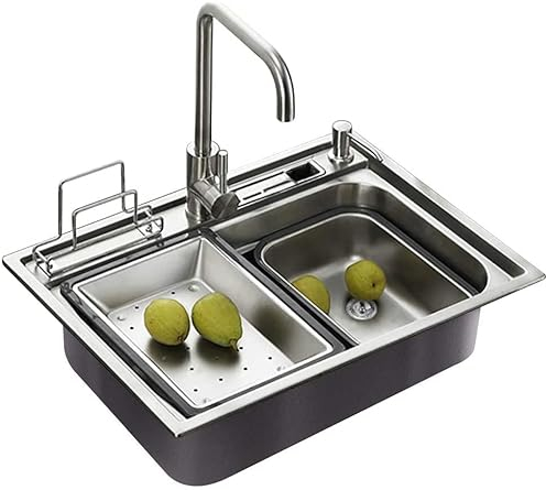 Homelavafans évier inox de cuisine à un 1 bac en acier inoxydable 304 avec deux plaques de filtre à eau encastrable cuve pour cuisine (sans robinet)