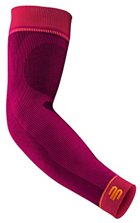 BAUERFEIND, 1 Paar Sport Kompressions-Armbandagen, Unisex, Rechts und links tragbar, Für Ball- und Ausdauersportarten, Stärkung der Muskulatur, Gr. M kurz, Pink, 29355019500022