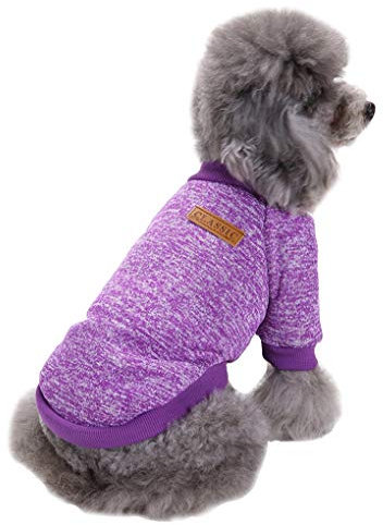 Jecikelon Hundekleidung, Hundepullover, weiche Welpenkleidung, Winterwelpenpullover, warmes Outfit für Hunde, Größe S, Größe XXS / XS (Violett, S)