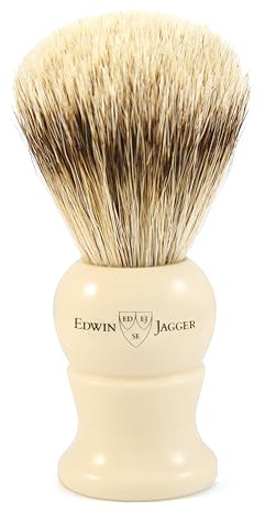Edwin Jagger 1EJ287 Medium Super Badger Shaving Brush, Imitation Ivory for use with Shaving Cream or Soap for Men