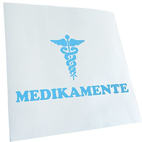 Kiwistar - Autoaufkleber - Medikamente Arzt Box Hinweis - lichtblau - 18x10cm - Heckscheibe Auto Aufkleber wetterfest für Kfz LKW Mofa Truck - Sticker außen selbstklebend Tuning Zubehör für Fenster