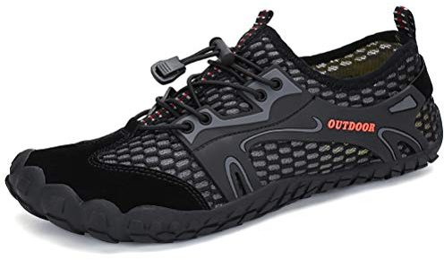 Dannto Hombre Mujer Zapatos de Agua para Hombre Surf Escarpines Playa Natación Respirable Antideslizante Playa Natación Aire Libre Zapatos de Agua para Vela,Kayak,Buceo(Negro-A,46)