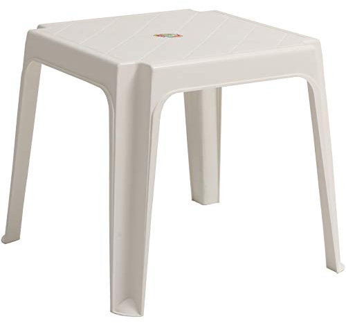 marko Sun Lounger Side Coffee Table White Plastic Outdoor Garden Patio Furniture Stool