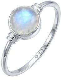 mantraroma Silberring Damen 925 Sterling Silber – runder Edelstein Ring Ø 7 mm, schlichter minimalistischer Damenschmuck modern elegant, Geschenk für Frauen