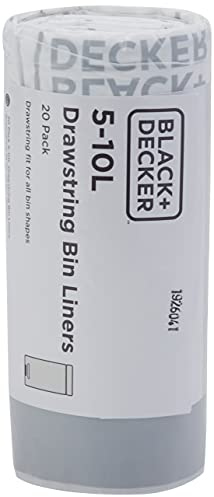 BLACK+DECKER BXBB0005E 5-10L Drawstring Bin Liners, 20 Pack