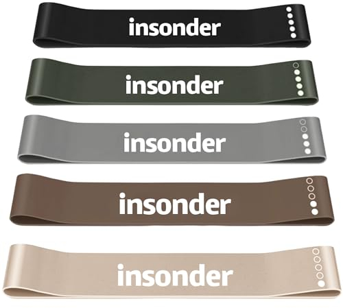 Insonder Fitnessbänder 5er Set - Widerstandsbänder, Gymnastikband, Fitnessband - Strength Training Equipment - Gummiband Sport - Trainingsbänder + Booty Band