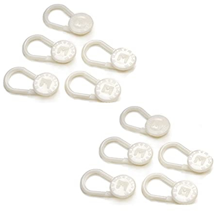 10 x Button Pant Extenders - Revives Your Family's Wardrobe - Buttons On & Off In A Second - Perfect To Temporary Stretch Pants, Shorts & Skirts In The Belly Area White