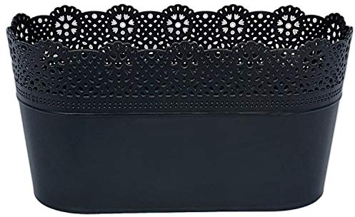 Erhard-Trading Blumentopf LUZIA oval Schwarz 29 x 13 cm Pflanztopf Übertopf Kunststoff bunt