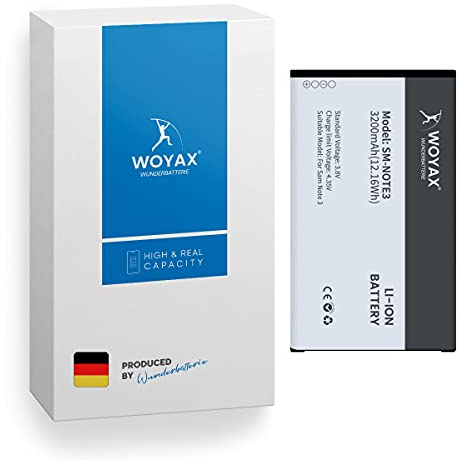 Woyax Wunderbatterie® Akku für Samsung Galaxy Note 3, Ersatzakku Leistungsstärker / N9000 / N9002 / N9005 / EB-B800BEBECWW