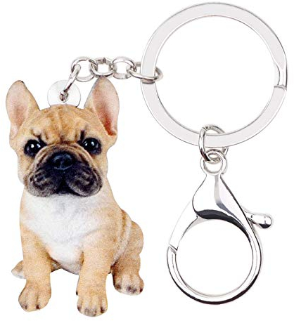 NEWEI Acryl-Hunde-Schlüsselanhänger, Schlüsselanhänger für Frauen, Mädchen, süße Hunde-Schlüsselanhänger, Gifs (Französische Bulldogge)