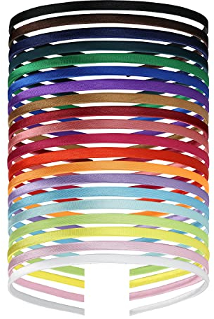 Haarreif für Damen, bunt, einfarbig, blanko, Stoffbezug, schmal, dünn, hart, schwarz, Metall, elastisch, Haarreifen, Halter, Verschluss, Tiara, Krone, Kopfschmuck, Zubehör, DIY, 20 Stück