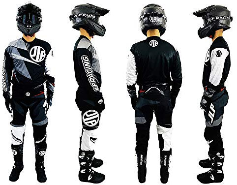 JLP RACING Tuta Bambino Moto Cross Quad Enduro MTB BMX MTB Nero Grigio Bianco Taglia 26 US 8 9 Anni