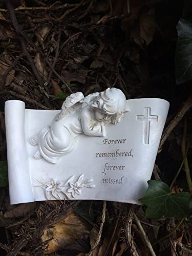 Plaque commémorative en forme d'ange paisible pour tombe - Décoration de jardin - Forever Remembered