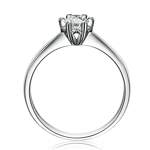 Musihy Ring Zeigefinger, Eheringe Solitär Ring Zirkonring 6 Herzklaue Zirkonia Weiß Ringgröße 60 Couple Geschenke