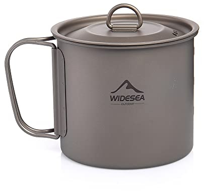 widesea 600 ML Camping Titan Becher Tasse mit Faltbarem Griff Outdoor Ultraleichter Tragbar für Wandern Picknick im Freien