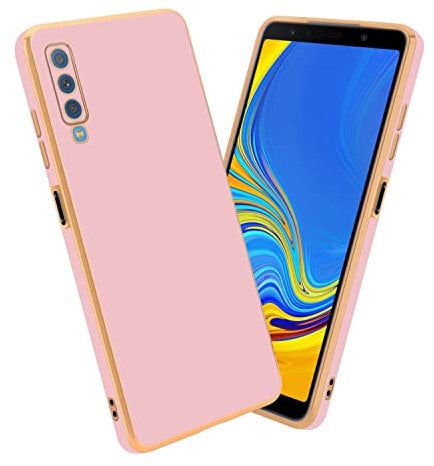 Cadorabo Hülle kompatibel mit Samsung Galaxy A7 2018 Schutzhülle TPU Silikon Case Liquid Design mit Kameraschutz Slim Kratzfest Weiche Gummi mit Rundumschutz Case Hülle für Galaxy A7 2018 in Rosa