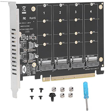 Dual M.2 PCIE Adapter,M.2 NVME SSD to PCIE X16 Adapter, Professional 4 Port High Speed 4x32Gbps Soft Raid Card with Individual LED Indicator for Computers