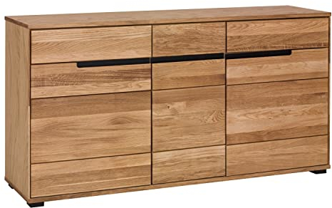 Home4You Sideboard - Eiche geölt teilmassiv - 163 x 83 cm - 3 Türen - 3 Schubladen