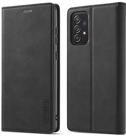 QLTYPRI Hülle für Samsung Galaxy A54 5G, Vintage Matte Handyhülle mit Kartenfach Geld Slot Ständer PU Ledertasche TPU Bumper Flip Schutzhülle Kompatibel mit Samsung Galaxy A54 - Schwarz