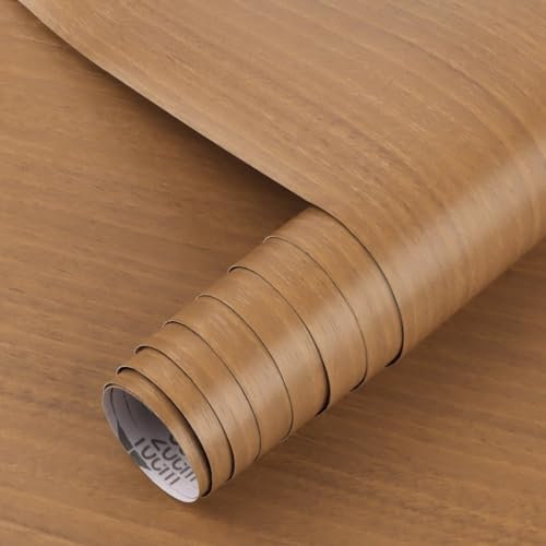Arthome Pellicola Adesiva per mobili Marrone Legno Carta da Parati,42cmx6m Decorativo Film in vinile Impermeabile per mobili Piano lavoro,Rivestimento murale rimovibile facile da pulire