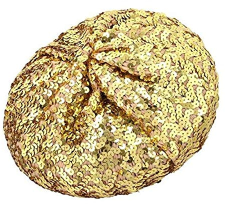 Chemo Beanie Kopfbedeckung Pailletten Baskenmütze - Turban Bandana Sparkle, gold